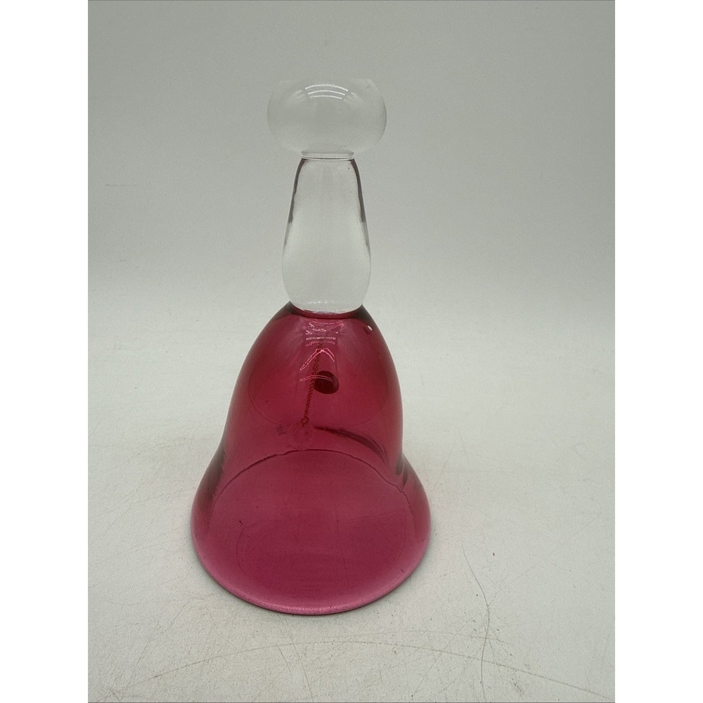 Vintage Handmade Rossi Glass Cranberry Bell Niagara Falls Canada 6" Tall